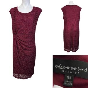 connected apparel Burgundy Lace Midi Dress